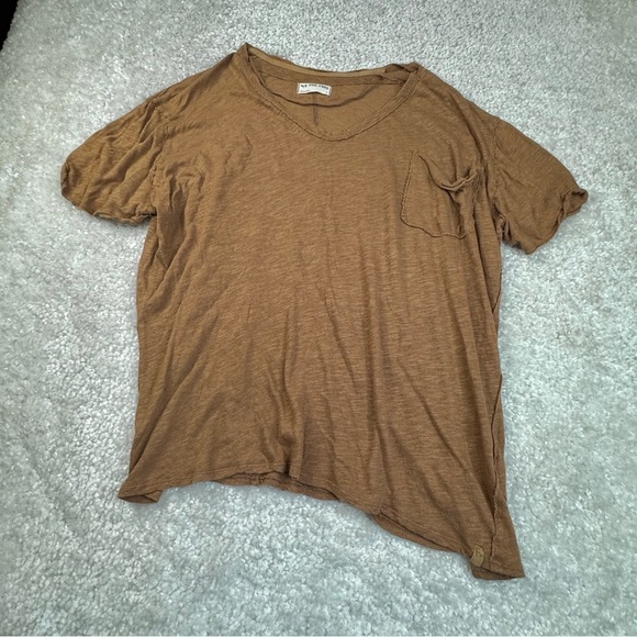 We The Free People Linen Blend Asymmetrical granola Slub Knit Top Casual Larg - Picture 7 of 9